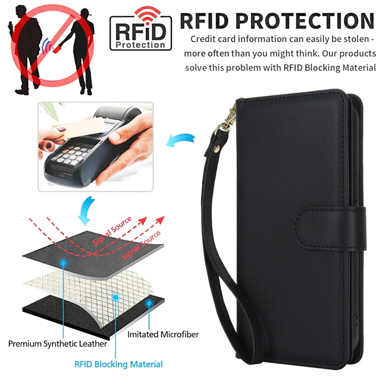 For Samsung Galaxy S24 5G Multi-Card Wallet RFID Leather Phone Case(Black)