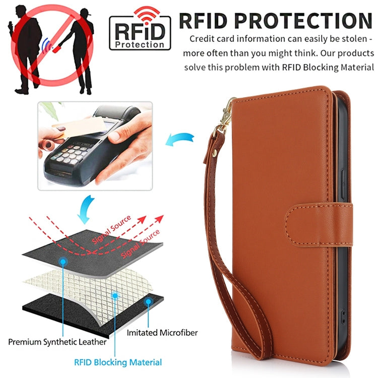 For Samsung Galaxy S24 5G Multi-Card Wallet RFID Leather Phone Case(Brown)
