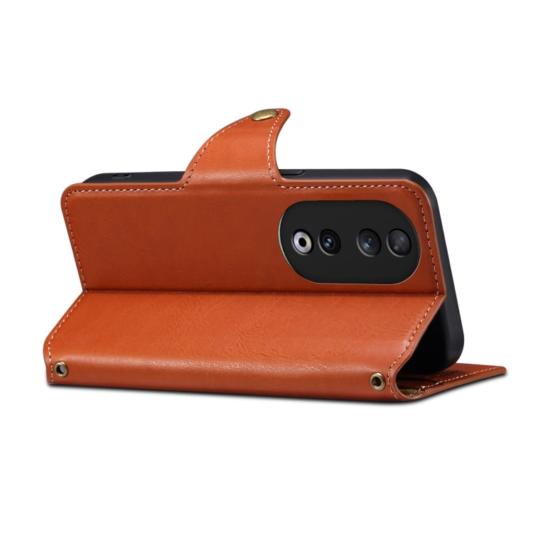 For Honor 90 Denior Cowhide Texture Wallet Style Leather Phone Case(Brown)