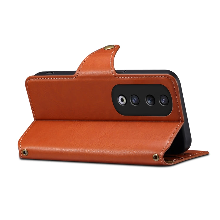 For Honor 90 Pro Denior Cowhide Texture Wallet Style Leather Phone Case(Brown)