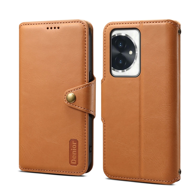 For Honor 100 Denior Cowhide Texture Wallet Style Leather Phone Case(Khaki)