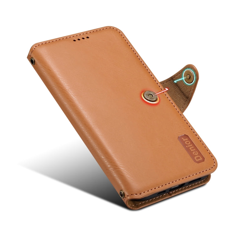 For Honor 100 Denior Cowhide Texture Wallet Style Leather Phone Case(Khaki)