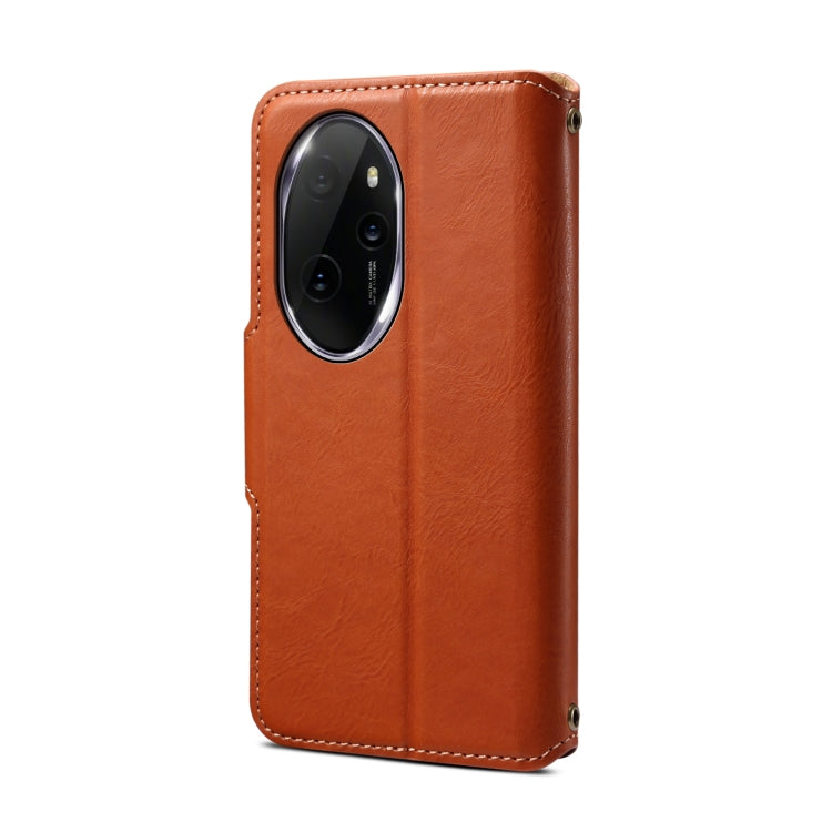 For Honor 100 Pro Denior Cowhide Texture Wallet Style Leather Phone Case(Brown)