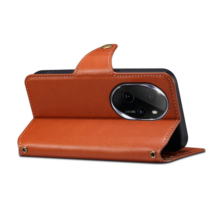 For Honor 100 Pro Denior Cowhide Texture Wallet Style Leather Phone Case(Brown)