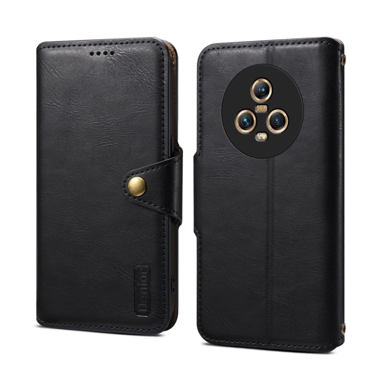 For Honor Magic5 Denior Cowhide Texture Wallet Style Leather Phone Case(Black)