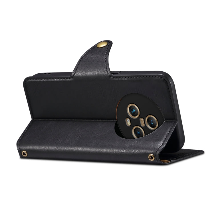 For Honor Magic5 Denior Cowhide Texture Wallet Style Leather Phone Case(Black)