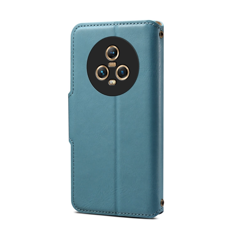 For Honor Magic5 Denior Cowhide Texture Wallet Style Leather Phone Case(Blue)