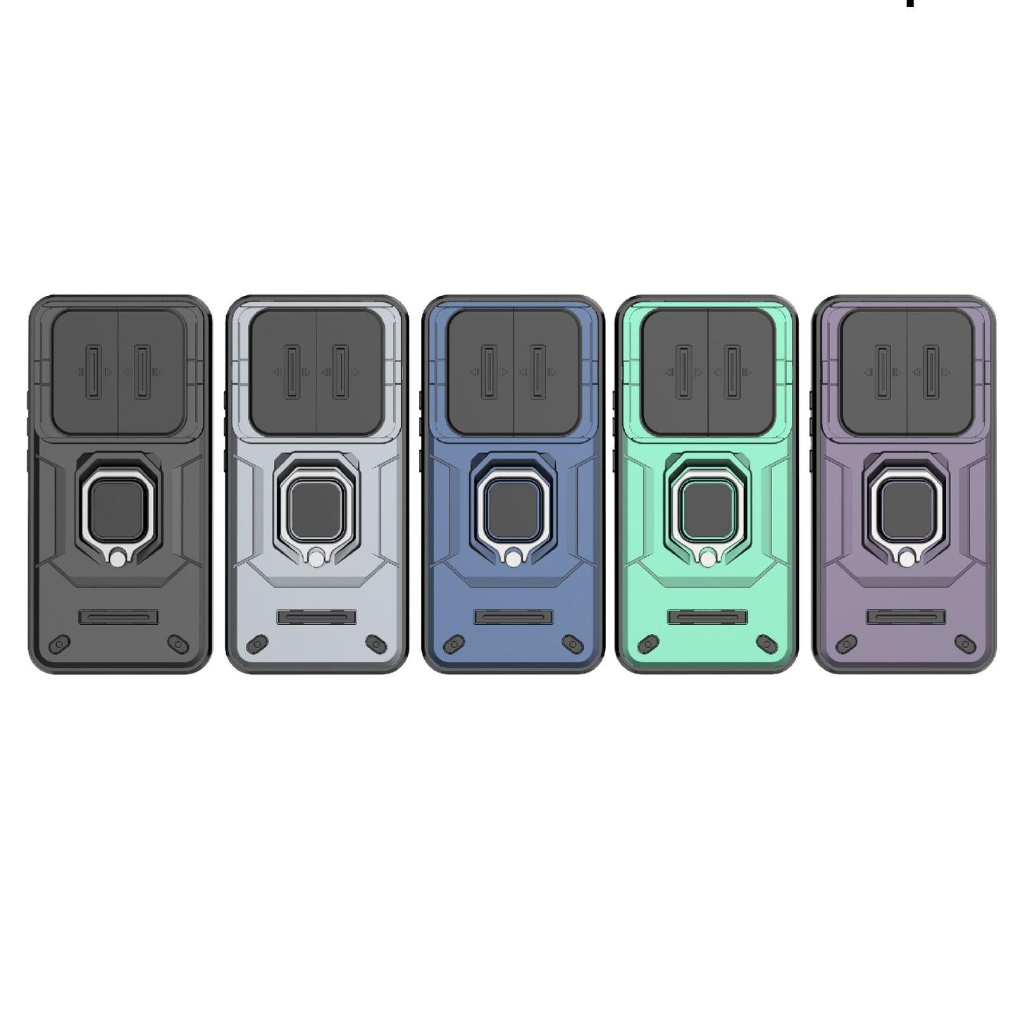 For Realme 14 Pro+ 5G Sliding Camshield TPU + PC Shockproof Phone Case with Holder(Black)