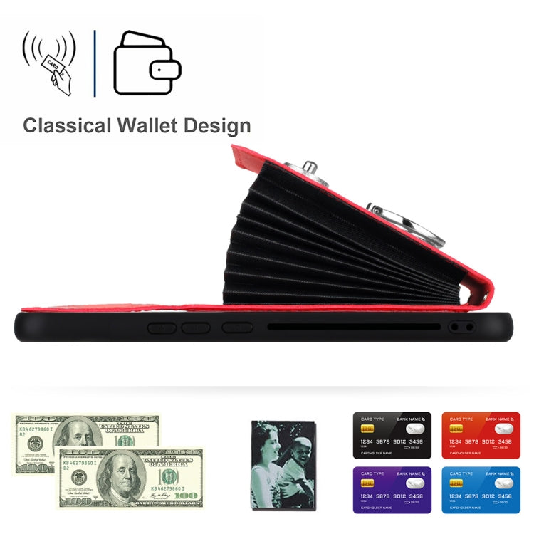 For Honor X9a / Magic5 Lite Organ Card Bag Ring Holder Phone Case with Long Lanyard(Red)