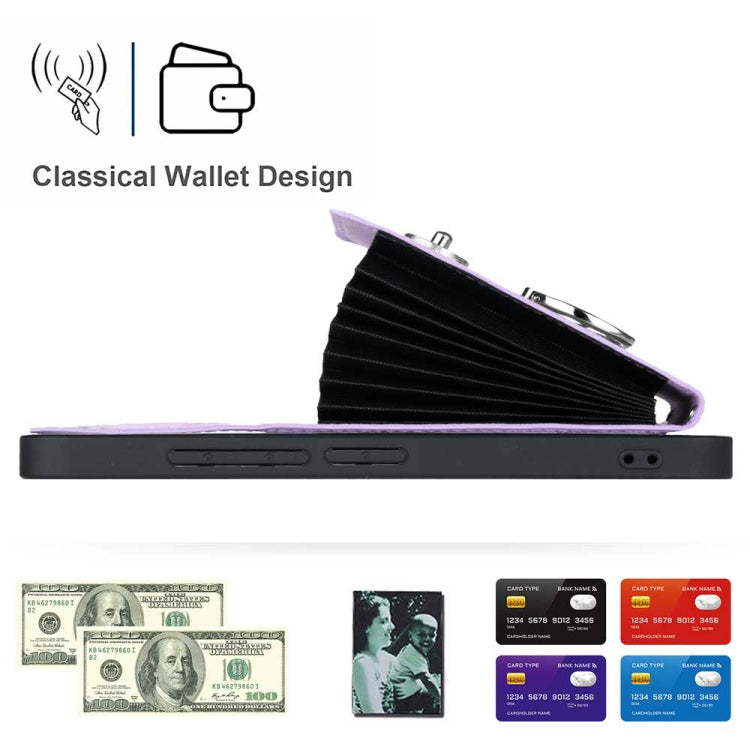 For Honor X9b / Magic6 Lite Organ Card Bag Ring Holder Phone Case with Long Lanyard(Purple)