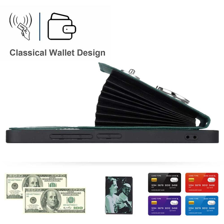 For Honor X9b / Magic6 Lite Organ Card Bag Ring Holder Phone Case with Long Lanyard(Green)