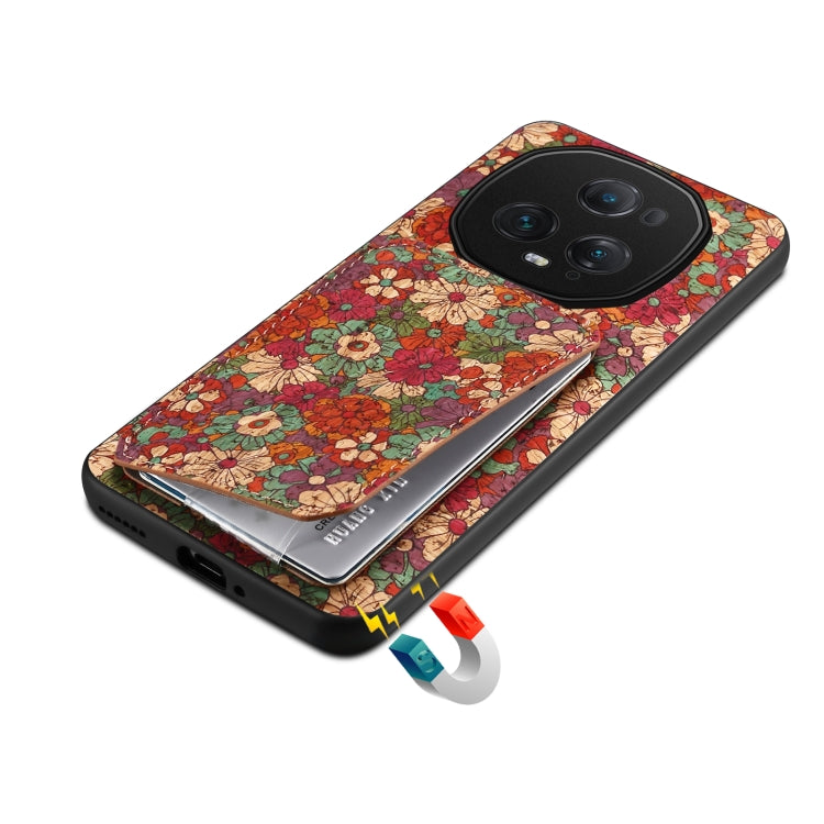 For Honor Magic5 Ultimate Dual Card Slot Holder Phone Case(Summer Red)