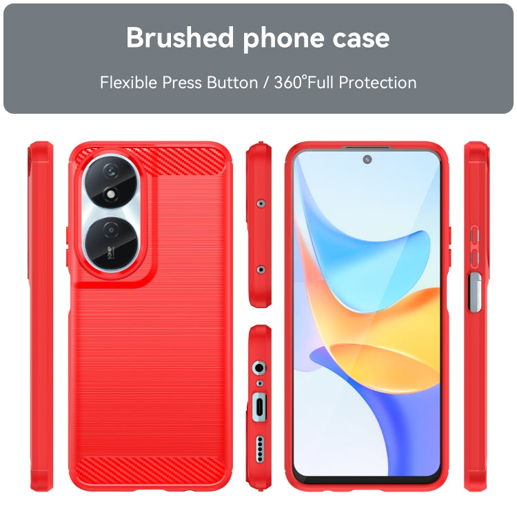 For Honor 90 Smart Carbon Fiber Brushed Texture TPU Phone Case(Red)
