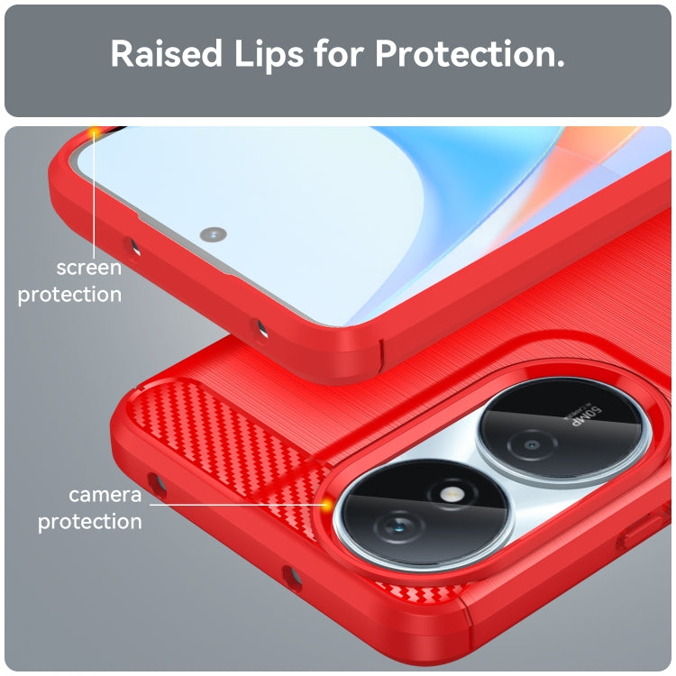 For Honor 90 Smart Carbon Fiber Brushed Texture TPU Phone Case(Red)
