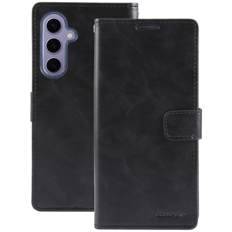 For Samsung Galaxy S24 5G GOOSPERY BLUE MOON Crazy Horse Texture Leather Phone Case(Black)