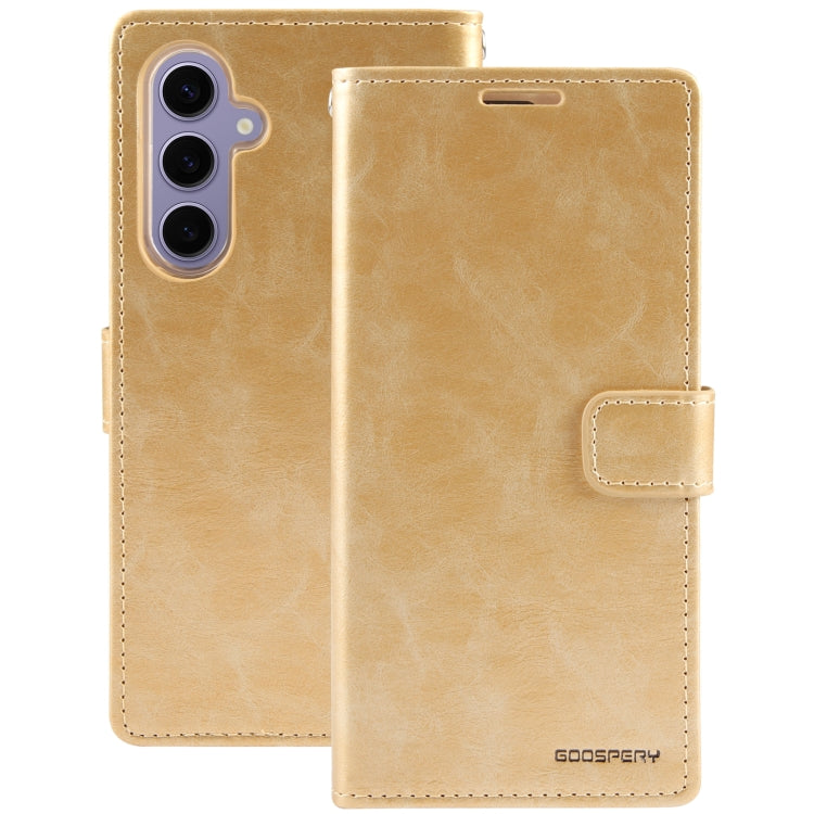 For Samsung Galaxy S24 5G GOOSPERY BLUE MOON Crazy Horse Texture Leather Phone Case(Gold)