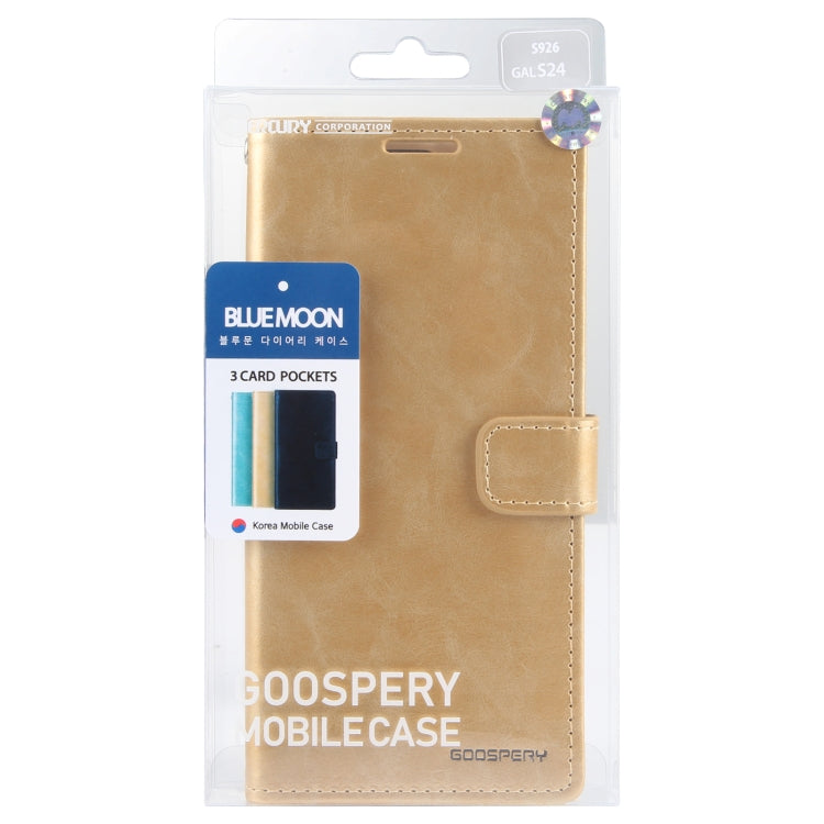 For Samsung Galaxy S24 5G GOOSPERY BLUE MOON Crazy Horse Texture Leather Phone Case(Gold)