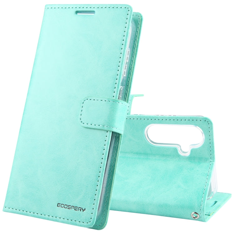 For Samsung Galaxy S24 5G GOOSPERY BLUE MOON Crazy Horse Texture Leather Phone Case(Mint Green)