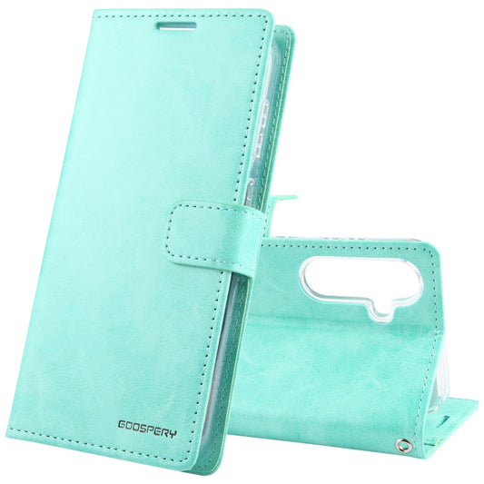 For Samsung Galaxy S24 5G GOOSPERY BLUE MOON Crazy Horse Texture Leather Phone Case(Mint Green)