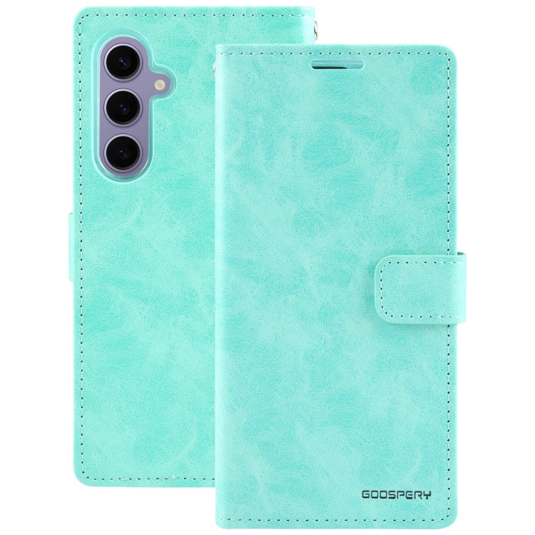 For Samsung Galaxy S24 5G GOOSPERY BLUE MOON Crazy Horse Texture Leather Phone Case(Mint Green)