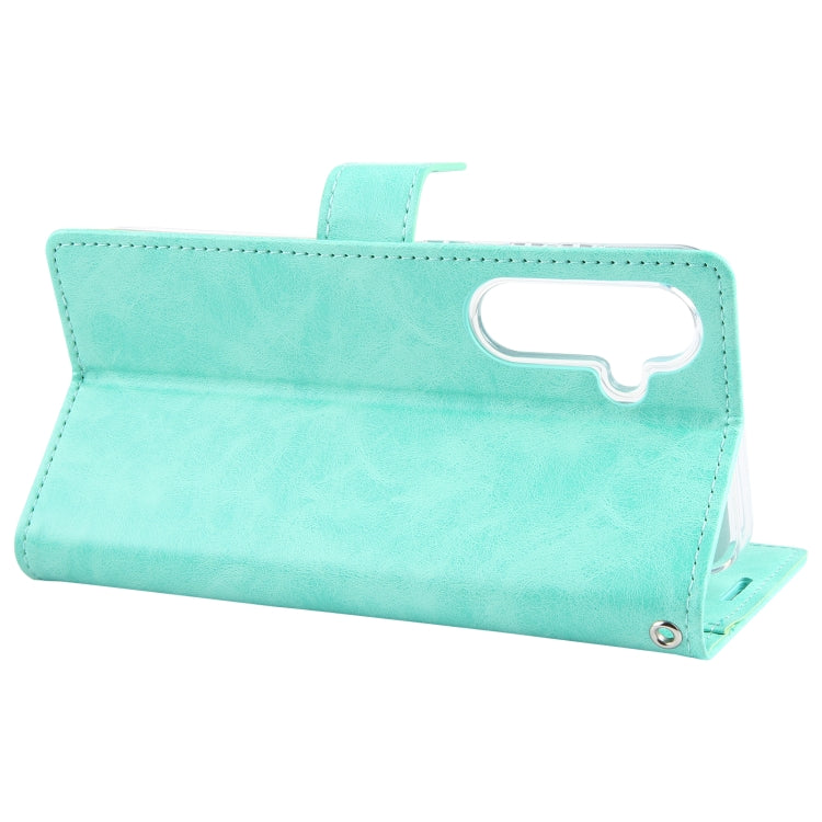 For Samsung Galaxy S24 5G GOOSPERY BLUE MOON Crazy Horse Texture Leather Phone Case(Mint Green)