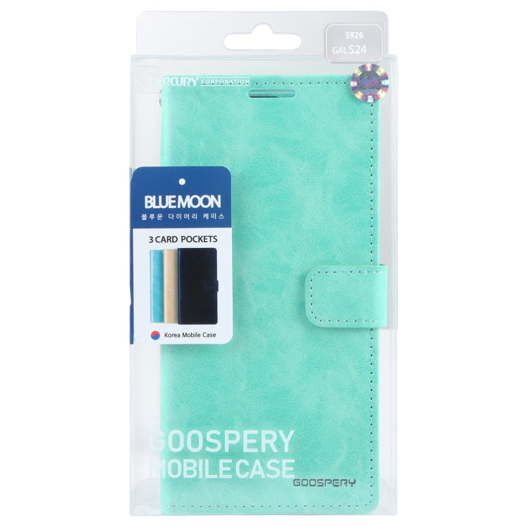 For Samsung Galaxy S24 5G GOOSPERY BLUE MOON Crazy Horse Texture Leather Phone Case(Mint Green)