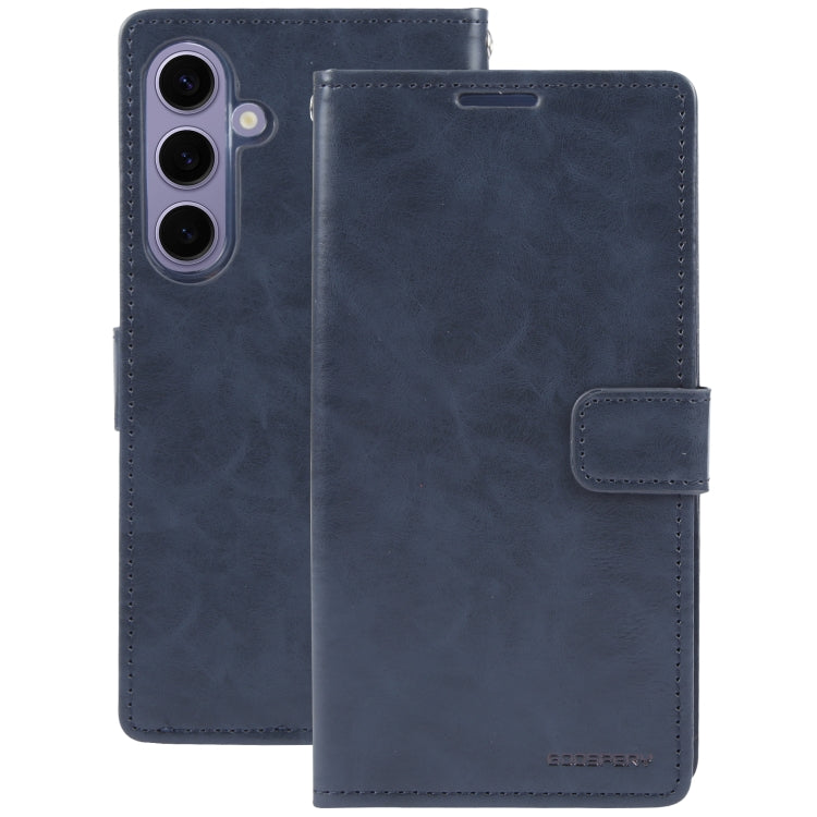 For Samsung Galaxy S24 5G GOOSPERY BLUE MOON Crazy Horse Texture Leather Phone Case(Dark Blue)