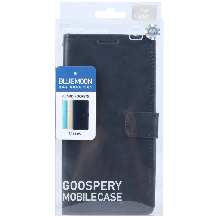For Samsung Galaxy S24 5G GOOSPERY BLUE MOON Crazy Horse Texture Leather Phone Case(Dark Blue)
