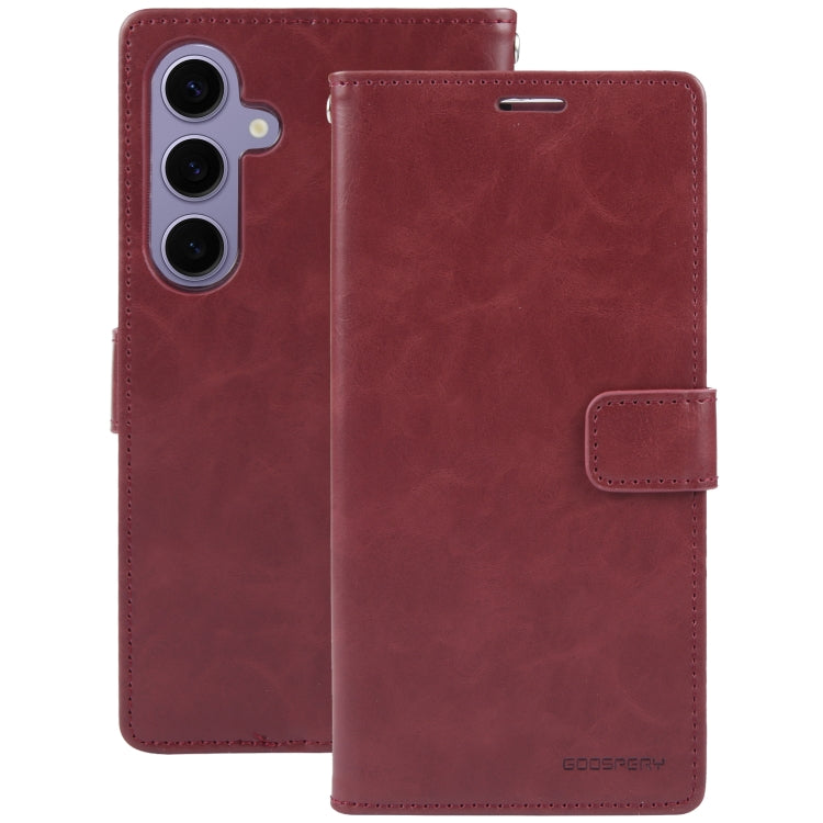For Samsung Galaxy S24 5G GOOSPERY BLUE MOON Crazy Horse Texture Leather Phone Case(Wine Red)