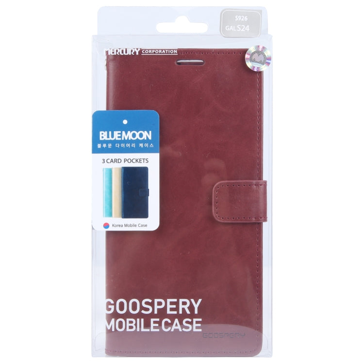 For Samsung Galaxy S24 5G GOOSPERY BLUE MOON Crazy Horse Texture Leather Phone Case(Wine Red)