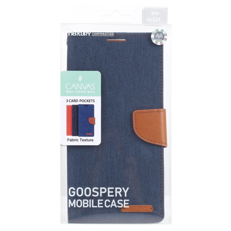 For Samsung Galaxy S24 5G GOOSPERY CANVAS DIARY Fabric Texture Flip Leather Phone Case(Navy Blue)