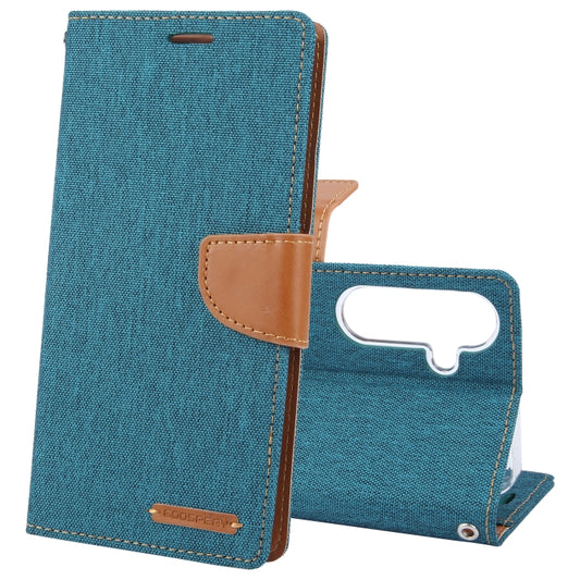 For Samsung Galaxy S24 5G GOOSPERY CANVAS DIARY Fabric Texture Flip Leather Phone Case(Green)