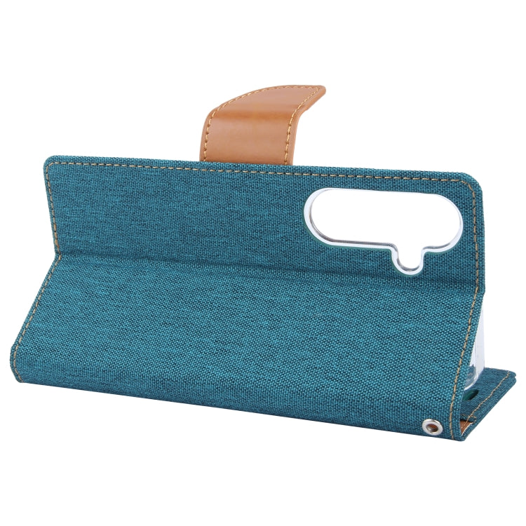 For Samsung Galaxy S24 5G GOOSPERY CANVAS DIARY Fabric Texture Flip Leather Phone Case(Green)