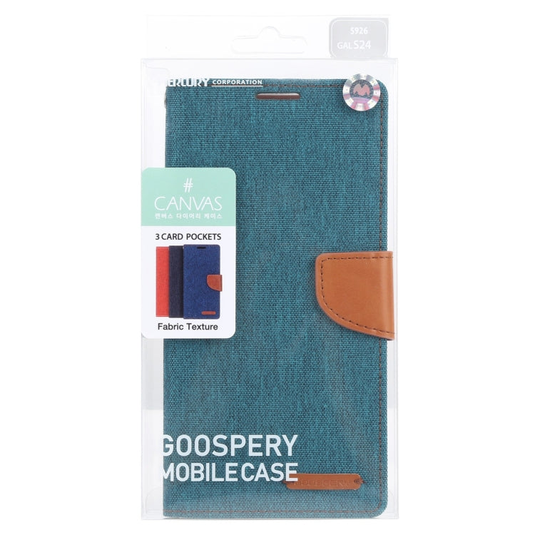 For Samsung Galaxy S24 5G GOOSPERY CANVAS DIARY Fabric Texture Flip Leather Phone Case(Green)