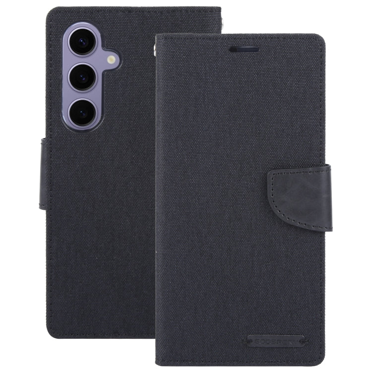 For Samsung Galaxy S24 5G GOOSPERY CANVAS DIARY Fabric Texture Flip Leather Phone Case(Black)