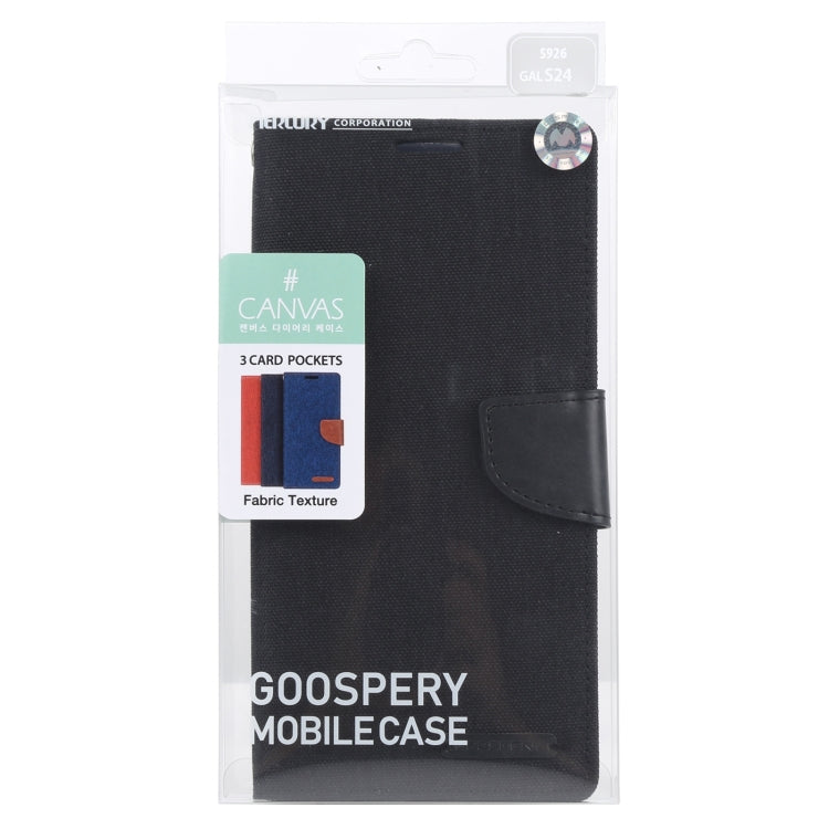 For Samsung Galaxy S24 5G GOOSPERY CANVAS DIARY Fabric Texture Flip Leather Phone Case(Black)