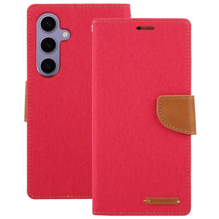For Samsung Galaxy S24 5G GOOSPERY CANVAS DIARY Fabric Texture Flip Leather Phone Case(Red)