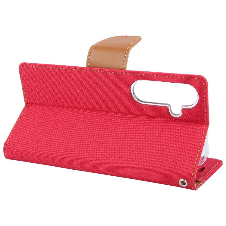 For Samsung Galaxy S24 5G GOOSPERY CANVAS DIARY Fabric Texture Flip Leather Phone Case(Red)