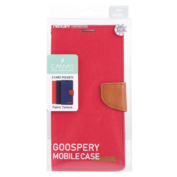 For Samsung Galaxy S24 5G GOOSPERY CANVAS DIARY Fabric Texture Flip Leather Phone Case(Red)