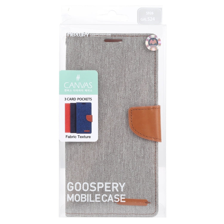 For Samsung Galaxy S24 5G GOOSPERY CANVAS DIARY Fabric Texture Flip Leather Phone Case(Grey)