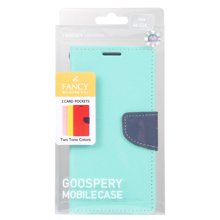 For Samsung Galaxy S24 5G GOOSPERY FANCY DIARY Cross Texture Leather Phone Case(Mint Green)