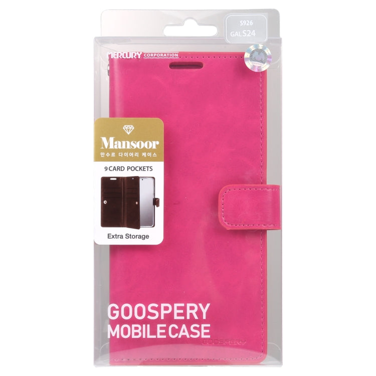 For Samsung Galaxy S24 5G GOOSPERY MANSOOR DIARY 9 Card Slots Leather Phone Case(Rose Red)
