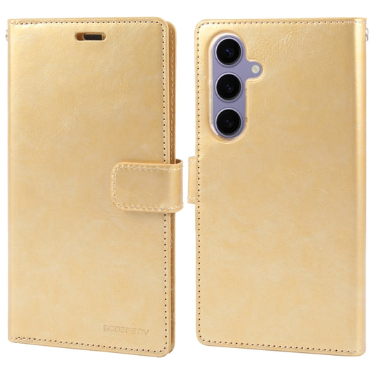 For Samsung Galaxy S24 5G GOOSPERY MANSOOR DIARY 9 Card Slots Leather Phone Case(Gold)