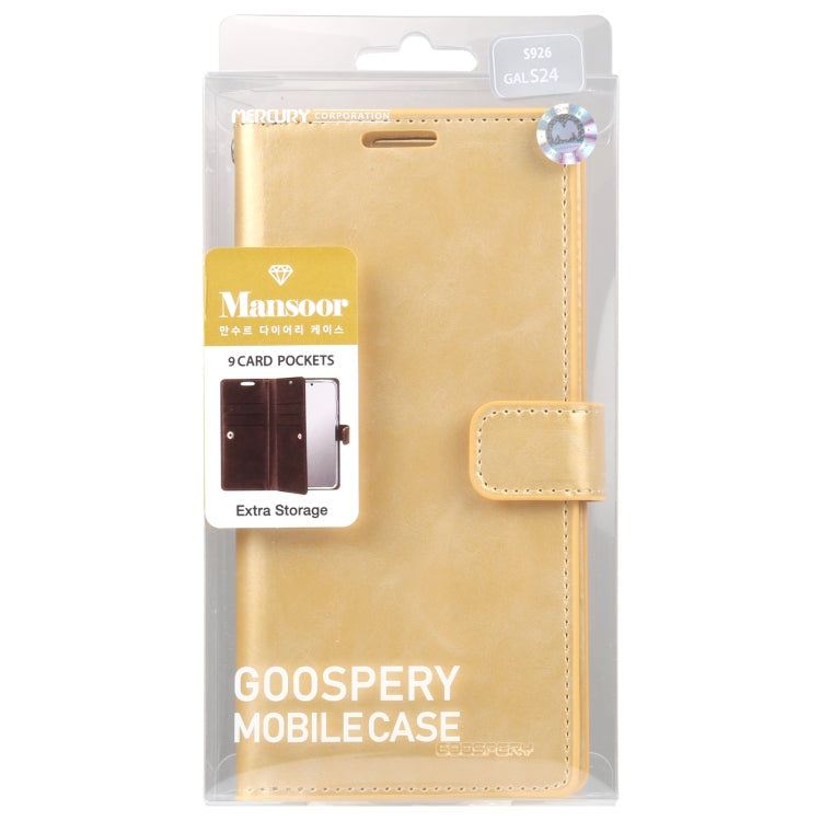 For Samsung Galaxy S24 5G GOOSPERY MANSOOR DIARY 9 Card Slots Leather Phone Case(Gold)