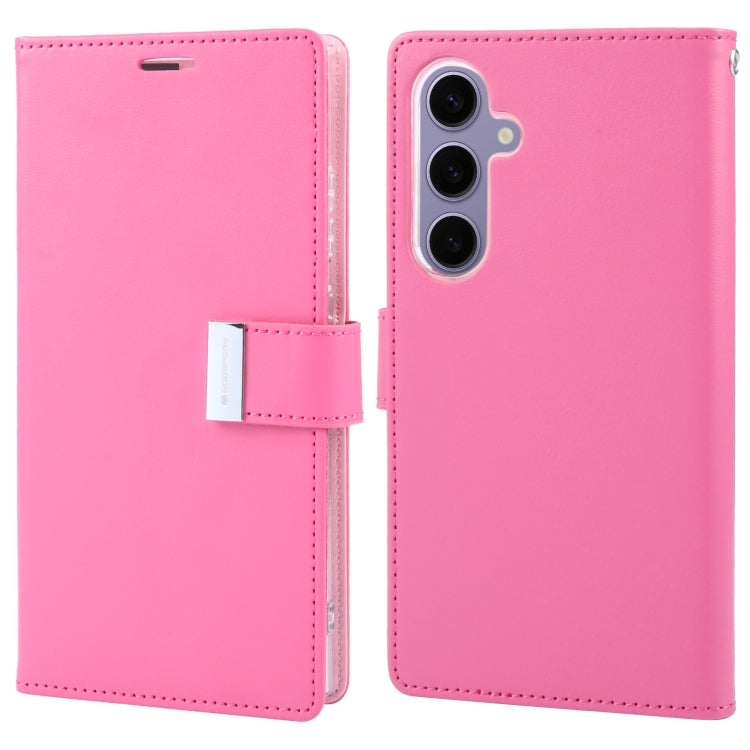 For Samsung Galaxy S24 5G GOOSPERY RICH DIARY Crazy Horse Texture Leather Phone Case(Rose Red)