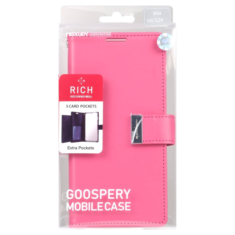 For Samsung Galaxy S24 5G GOOSPERY RICH DIARY Crazy Horse Texture Leather Phone Case(Rose Red)