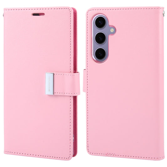 For Samsung Galaxy S24 5G GOOSPERY RICH DIARY Crazy Horse Texture Leather Phone Case(Pink)