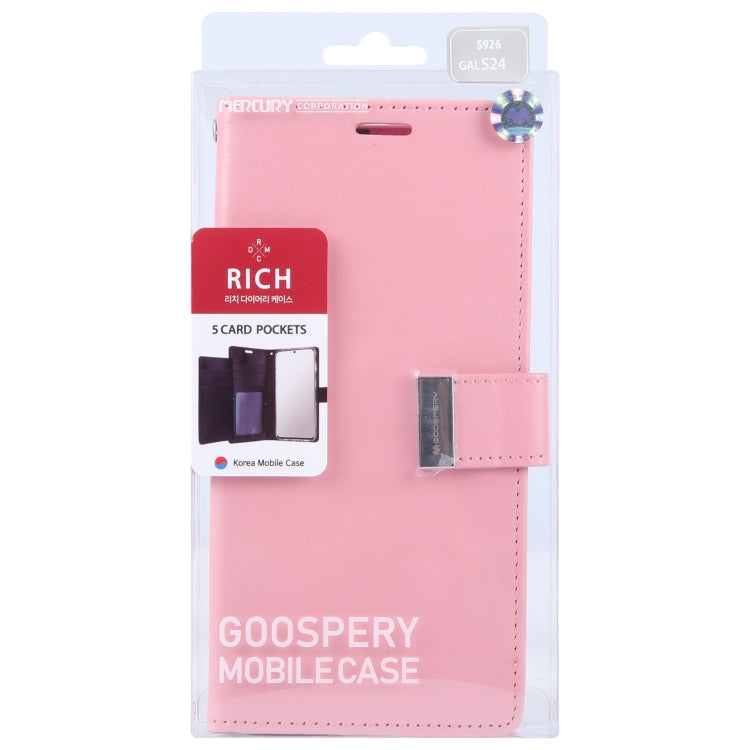 For Samsung Galaxy S24 5G GOOSPERY RICH DIARY Crazy Horse Texture Leather Phone Case(Pink)