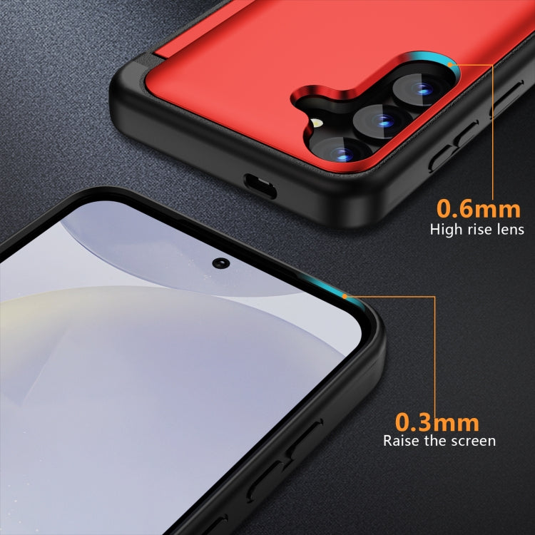 For Samsung Galaxy S24 5G 3 in 1 Flip Holder Phone Case(Red)