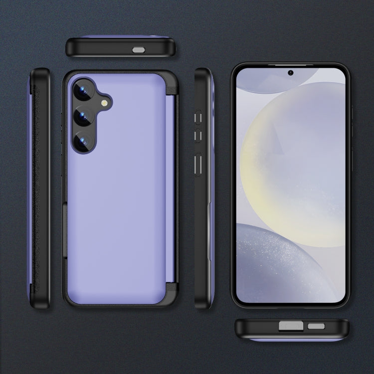 For Samsung Galaxy S24 5G 3 in 1 Flip Holder Phone Case(Light Purple)